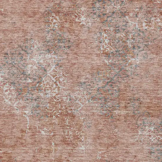 Salmon Ivory And Gray Floral Washable Indoor Outdoor Area Rug Photo 5