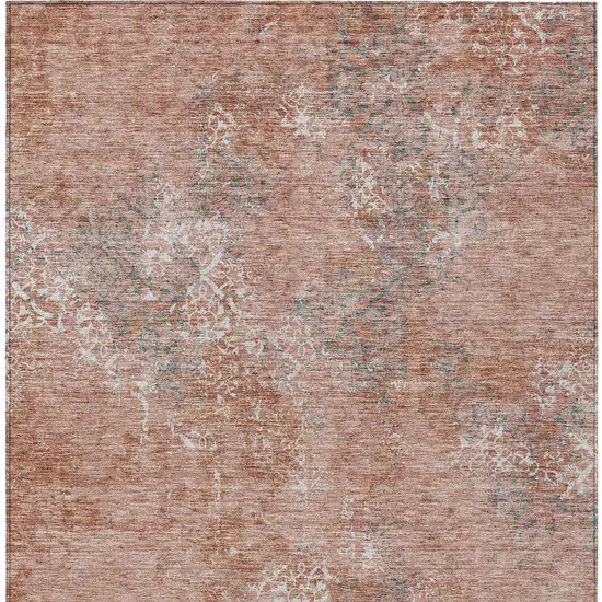 Salmon Ivory And Gray Floral Washable Indoor Outdoor Area Rug Photo 6