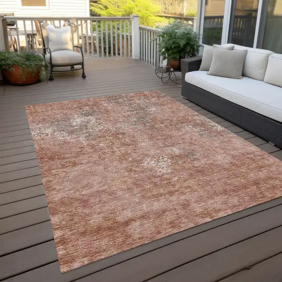 Salmon Ivory And Gray Floral Washable Indoor Outdoor Area Rug Photo 9