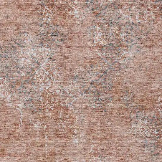 Salmon Ivory And Gray Floral Washable Indoor Outdoor Area Rug Photo 4