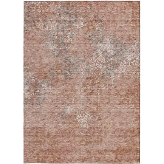 Salmon Ivory And Gray Floral Washable Indoor Outdoor Area Rug Photo 7