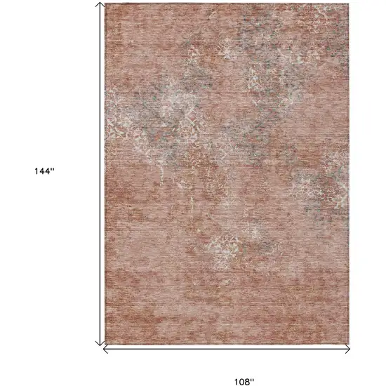 Salmon Ivory And Gray Floral Washable Indoor Outdoor Area Rug Photo 3