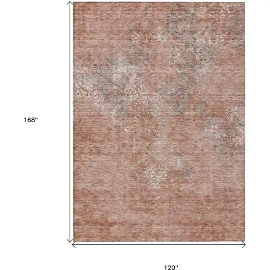 Salmon Ivory And Gray Floral Washable Indoor Outdoor Area Rug Photo 3