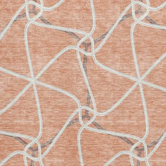 Salmon Ivory And Gray Geometric Washable Area Rug With UV Protection Photo 2