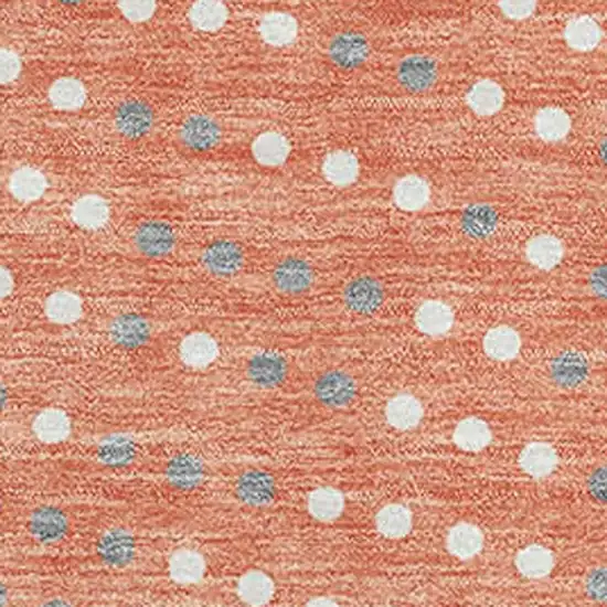 Salmon Ivory And Gray Polka Dot Washable Area Rug With UV Protection Photo 2