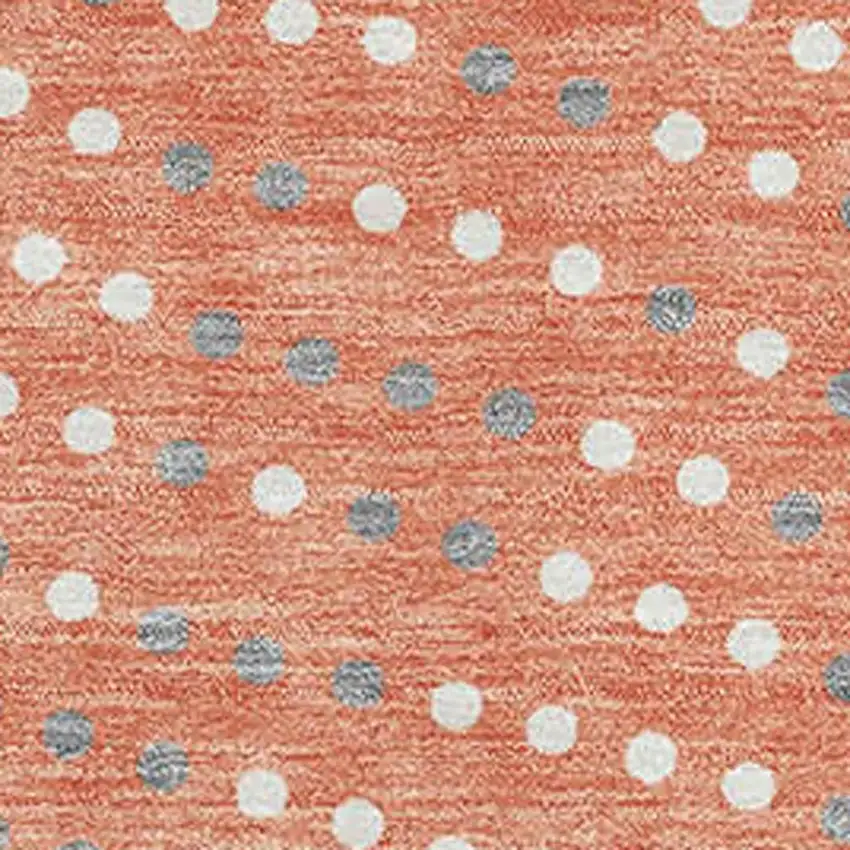 Salmon Ivory And Gray Polka Dot Washable Area Rug With UV Protection Photo 2