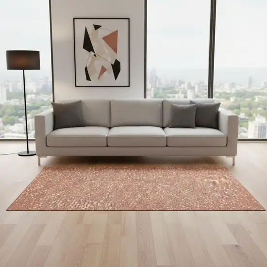 Salmon Ivory And Gray Polka Dot Washable Area Rug With UV Protection Photo 2