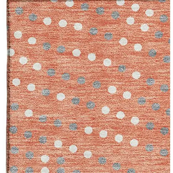 Salmon Ivory And Gray Polka Dot Washable Area Rug With UV Protection Photo 3
