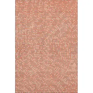 Photo of Salmon Ivory And Gray Polka Dot Washable Area Rug With UV Protection