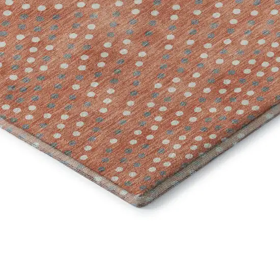 Salmon Ivory And Gray Polka Dot Washable Area Rug With UV Protection Photo 7