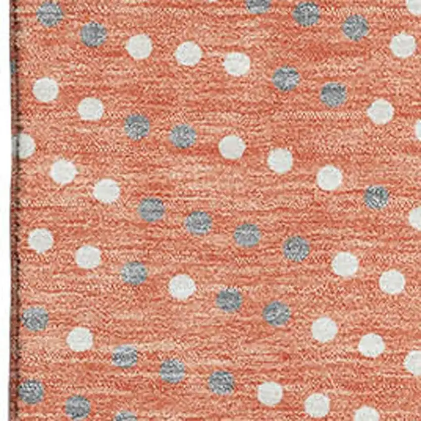 Salmon Ivory And Gray Polka Dot Washable Area Rug With UV Protection Photo 2