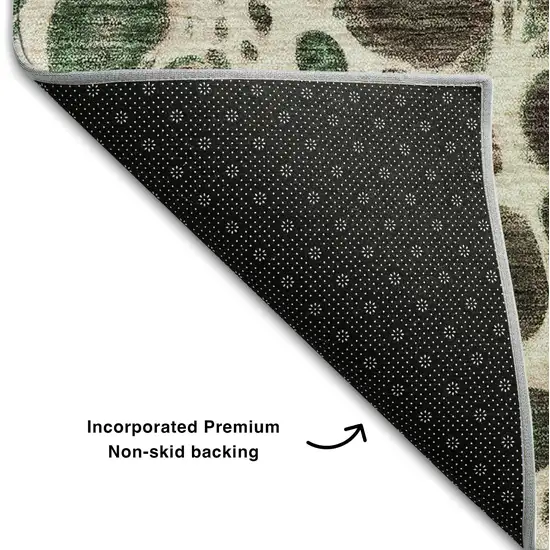 Salmon Ivory And Green Abstract Washable Area Rug With UV Protection Photo 6