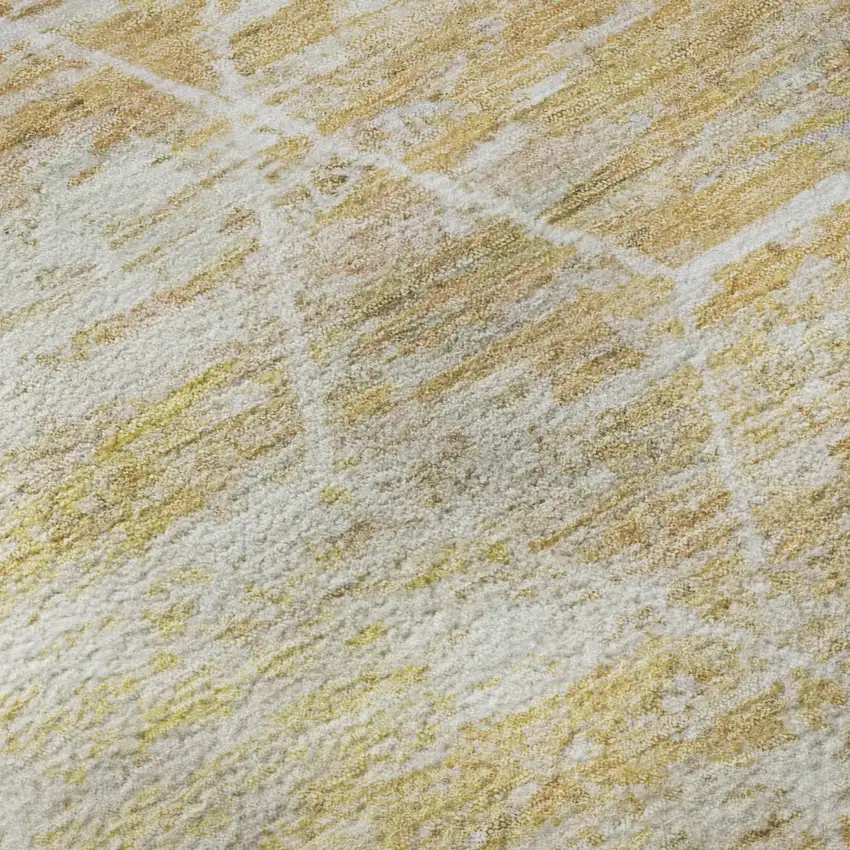 Salmon Ivory And Wheat Geometric Washable Area Rug With UV Protection Photo 7