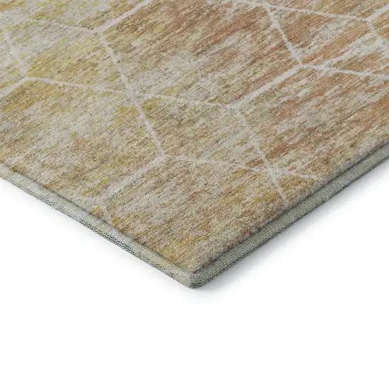 Salmon Ivory And Wheat Geometric Washable Area Rug With UV Protection Photo 5