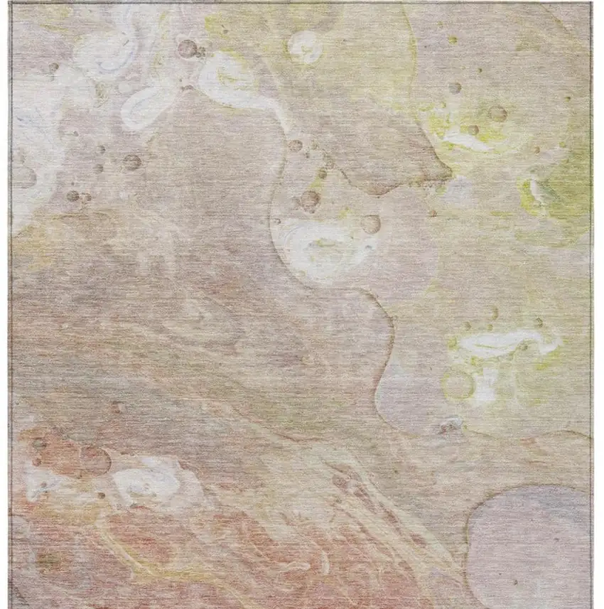 Salmon Lavender And Ivory Abstract Washable Indoor Outdoor Area Rug Photo 1