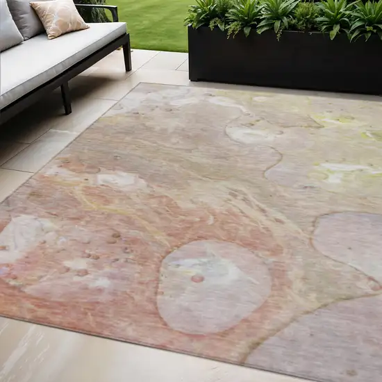 Salmon Lavender And Ivory Abstract Washable Indoor Outdoor Area Rug Photo 2