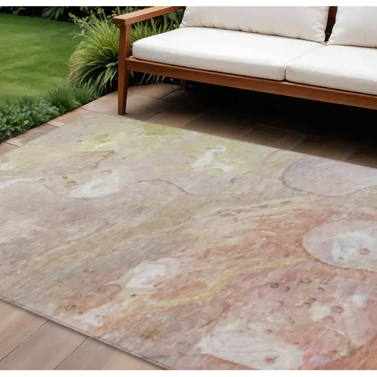 Salmon Lavender And Ivory Abstract Washable Indoor Outdoor Area Rug Photo 2
