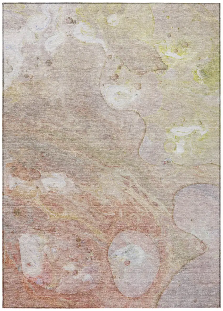 Salmon Lavender And Ivory Abstract Washable Indoor Outdoor Area Rug Photo 7