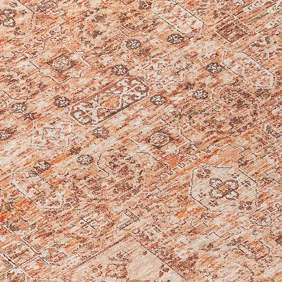 Salmon Orange And Gray Floral Washable Indoor Outdoor Area Rug Photo 5