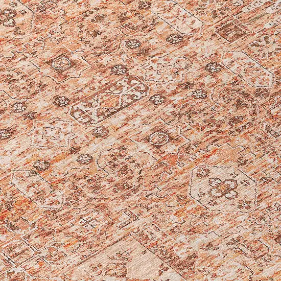 Salmon Orange And Gray Floral Washable Indoor Outdoor Area Rug Photo 5