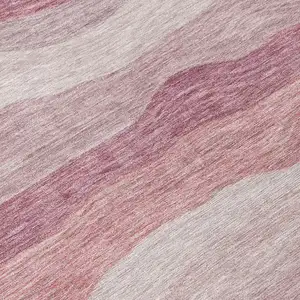 Photo of Salmon Peach And Beige Striped Washable Indoor Outdoor Area Rug