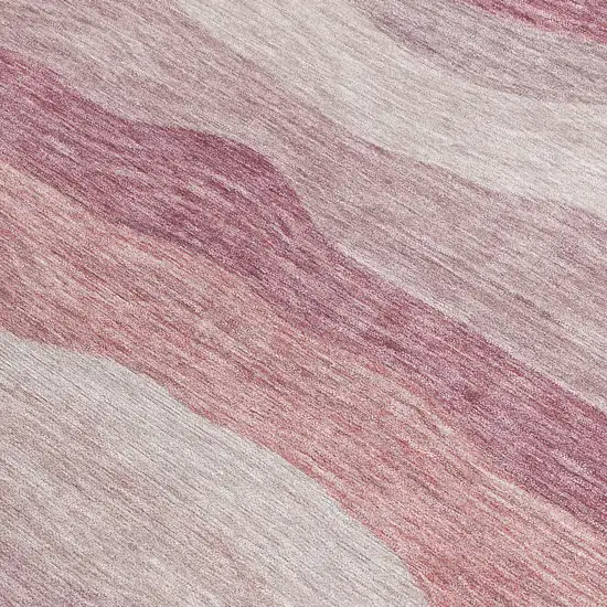 Salmon Peach And Beige Striped Washable Indoor Outdoor Area Rug Photo 3