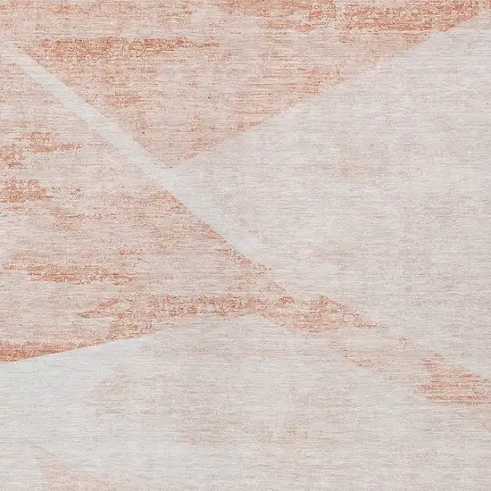 Salmon Peach And Ivory Abstract Washable Indoor Outdoor Area Rug Photo 5