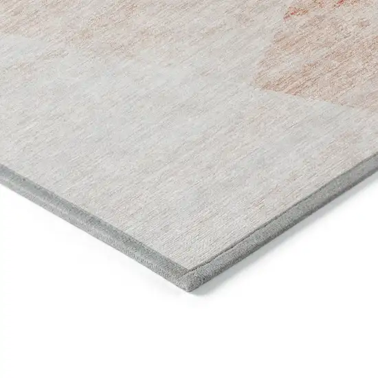 Salmon Peach And Ivory Abstract Washable Indoor Outdoor Area Rug Photo 4
