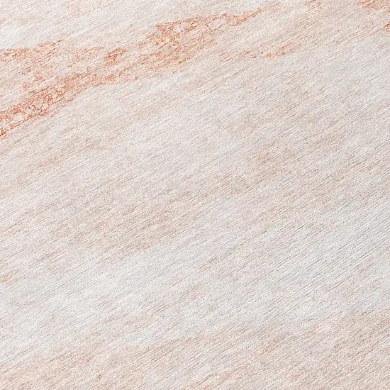 Salmon Peach And Ivory Abstract Washable Indoor Outdoor Area Rug Photo 8