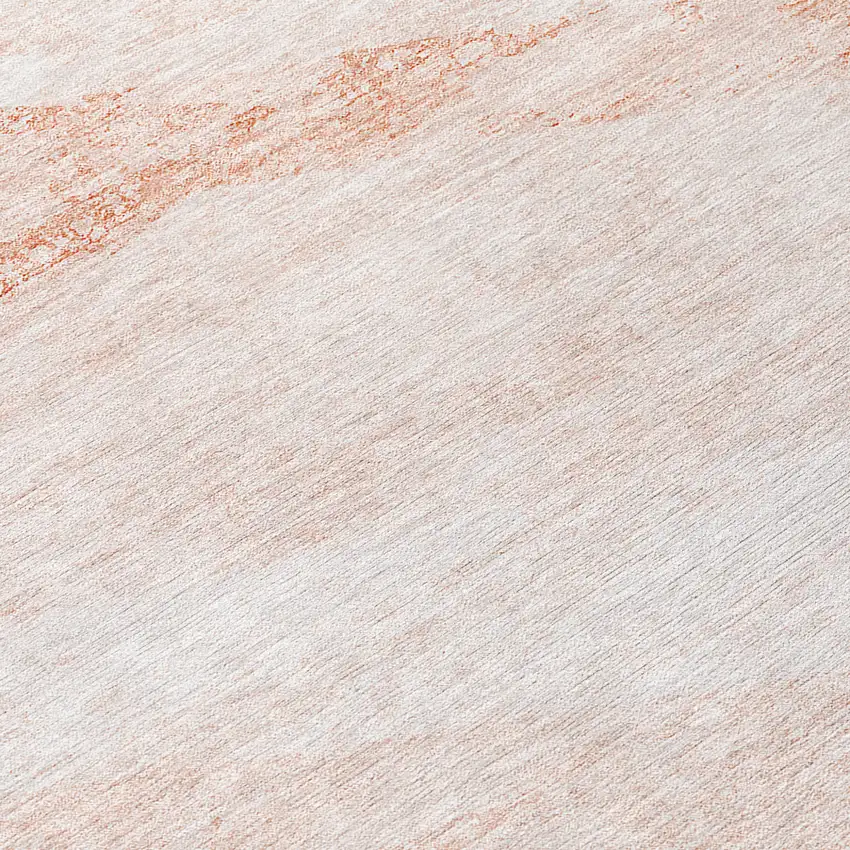 Salmon Peach And Ivory Abstract Washable Indoor Outdoor Area Rug Photo 8