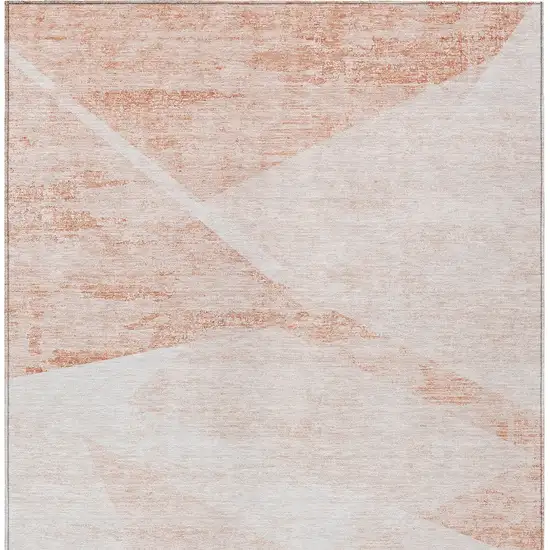 Salmon Peach And Ivory Abstract Washable Indoor Outdoor Area Rug Photo 6