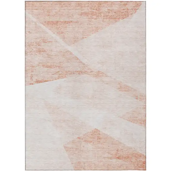 Salmon Peach And Ivory Abstract Washable Indoor Outdoor Area Rug Photo 2