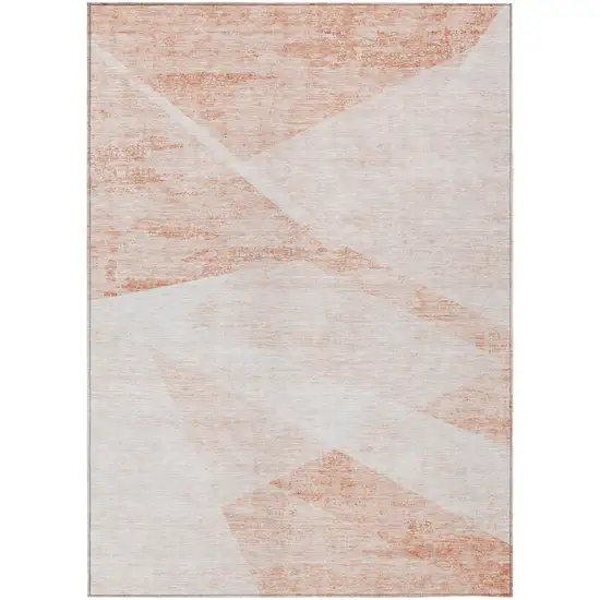Salmon Peach And Ivory Abstract Washable Indoor Outdoor Area Rug Photo 2