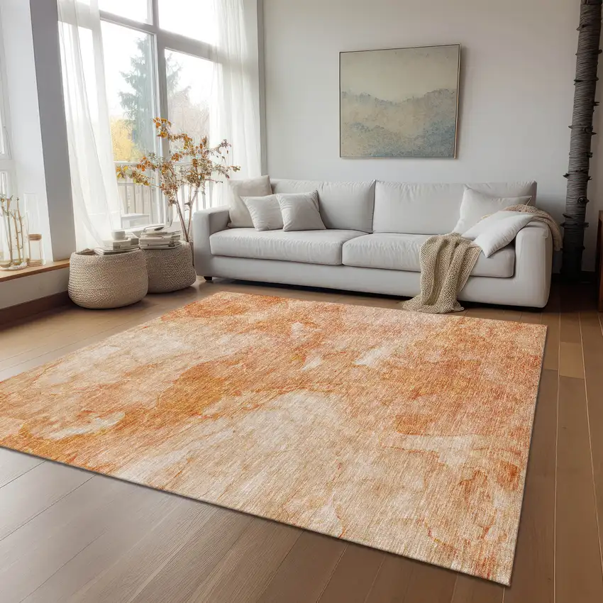 Salmon Peach And Ivory Nautical Washable Indoor Outdoor Area Rug Photo 9