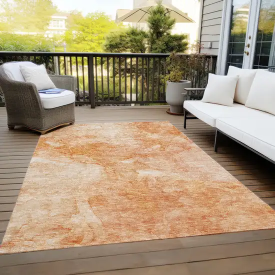 Salmon Peach And Ivory Nautical Washable Indoor Outdoor Area Rug Photo 9