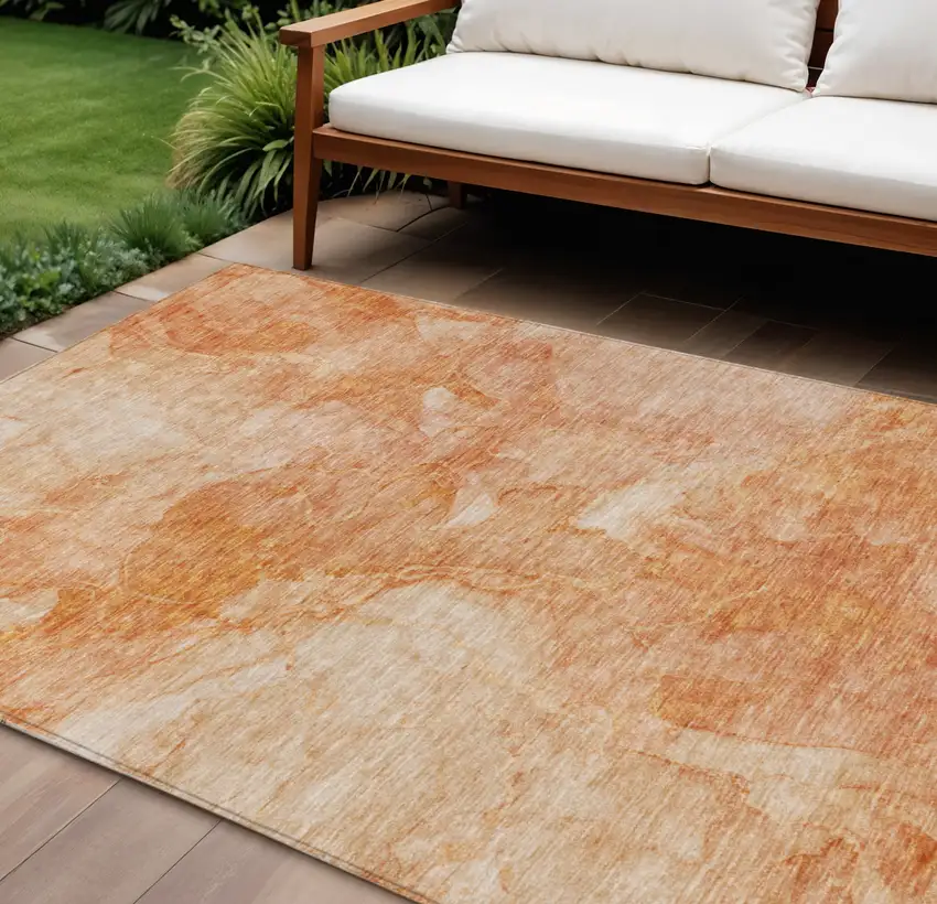 Salmon Peach And Ivory Nautical Washable Indoor Outdoor Area Rug Photo 1