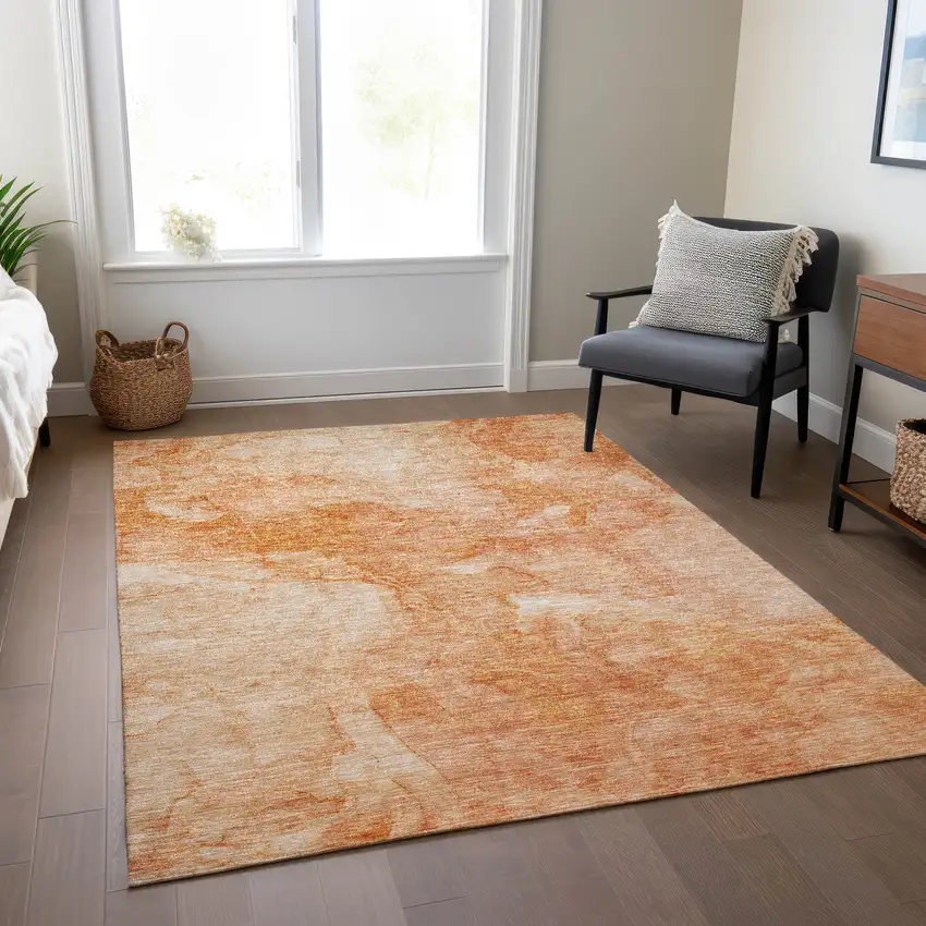 Salmon Peach And Ivory Nautical Washable Indoor Outdoor Area Rug Photo 8