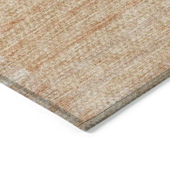 Salmon Peach And Ivory Striped Washable Indoor Outdoor Area Rug Photo 4