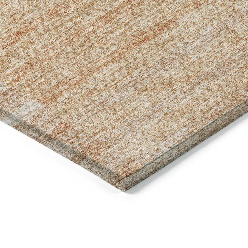 Salmon Peach And Ivory Striped Washable Indoor Outdoor Area Rug Photo 4
