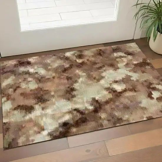 Salmon Rust And Gray Striped Washable Area Rug With UV Protection Photo 2