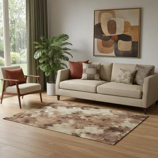 Salmon Rust And Gray Striped Washable Area Rug With UV Protection Photo 2