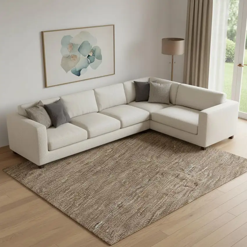 Salmon Rust And Gray Striped Washable Area Rug With UV Protection Photo 2