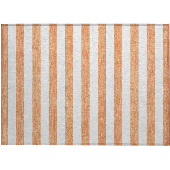 Salmon Striped Washable Non Skid Indoor Outdoor Area Rug Photo 2