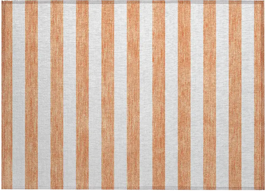 Salmon Striped Washable Non Skid Indoor Outdoor Area Rug Photo 2