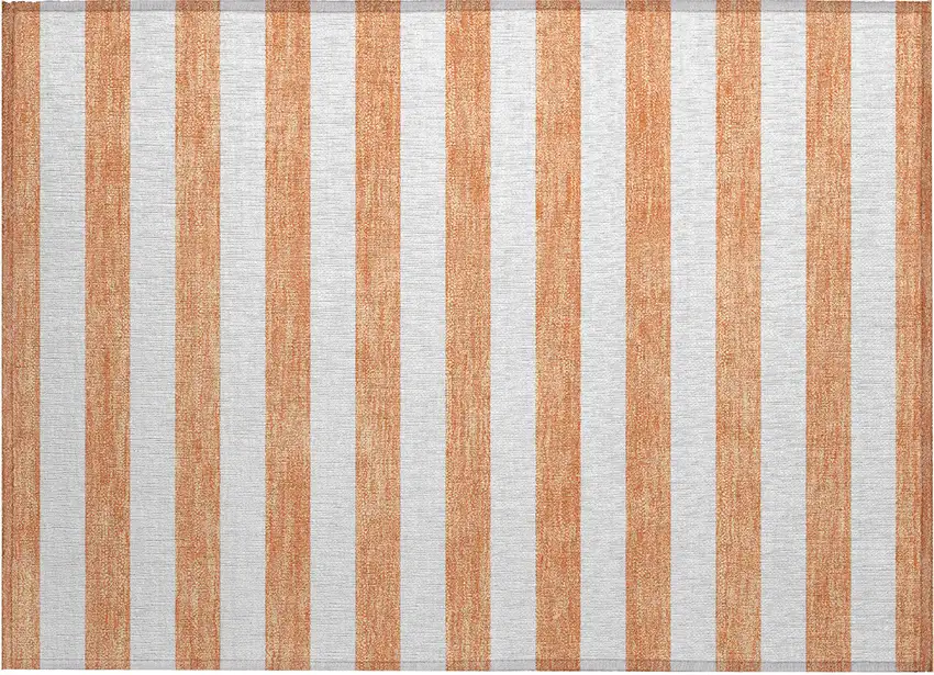 Salmon Striped Washable Non Skid Indoor Outdoor Area Rug Photo 2