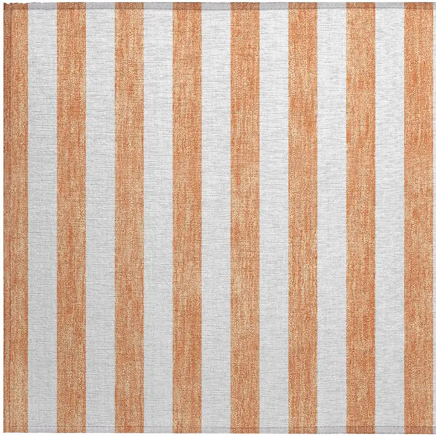 Salmon Striped Washable Non Skid Indoor Outdoor Area Rug Photo 7