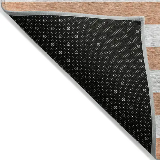 Salmon Striped Washable Non Skid Indoor Outdoor Area Rug Photo 4