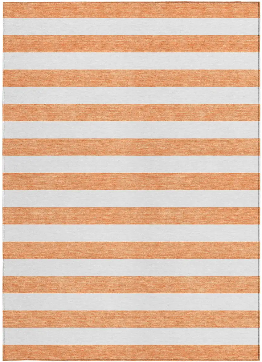 Salmon Striped Washable Non Skid Indoor Outdoor Area Rug Photo 4