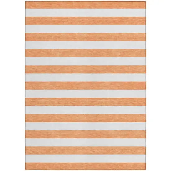 Salmon Striped Washable Non Skid Indoor Outdoor Area Rug Photo 3