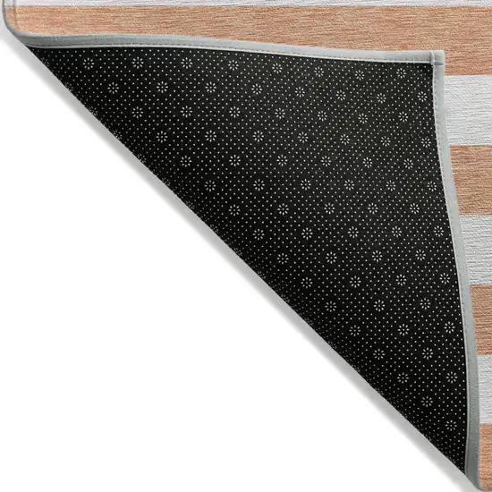 Salmon Striped Washable Non Skid Indoor Outdoor Area Rug Photo 5